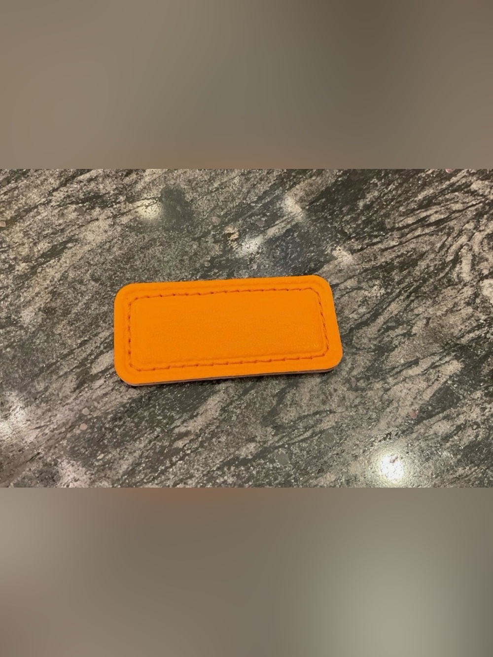NEW Tumi Extra Small 2” x 15/16” Leather Monogram Patch - MCLAREN PAPAYA ORANGE